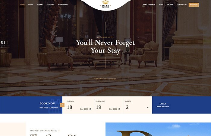 Diaz Hotel Booking Theme
